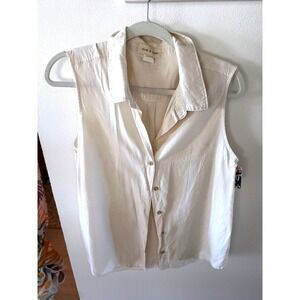 Cloth & Stone Womens Cream Tencel Sleeveless Button Down Shirt C2854-654-303 M